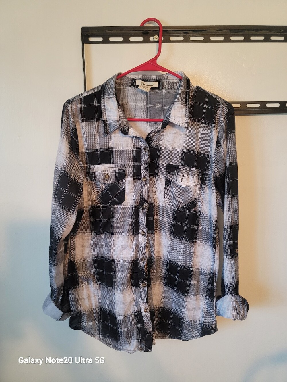 Black & White Plaid Button-Up Shirt
